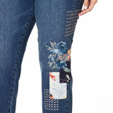 DG2 by Diane Gilman Women's Embroidered Stretch Denim Cropped Jeans