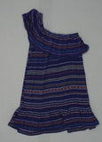 Xhilaration Women's One Shoulder Shift Dress Blue Stripe XS