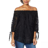 Colleen Lopez Women's Burnout Convertible Neck Blouson Top