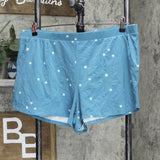 Stars Above Womens Sleeveless Shorts Shirt Pajama Set Greenish Blue 2XL