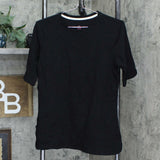 Isaac Mizrahi Live! Essentials Elbow Sleeve Crew Neck Knit Top Black Small