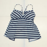 Kona Sol Women's Striped Tunnel Back Tankini Top Navy Small