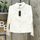 NWT DG2 By Diane Gilman Womens Frayed-Hem Denim Jacket. 724439 Medium
