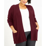 Karen Scott Plus Size Ribbed Open Front Cardigan Sweater