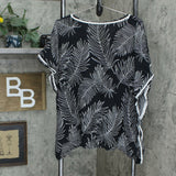 Cuddl Duds Sun Cool Breeze Short-Sleeve Top Black Palm Large