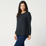 Belle by Kim Gravel Lovabelle Lounge Hi-Low Cinched Hem Top Black Medium