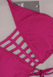 NWT Mossimo Women's Swimwear Swim Ribbed Caged High Neck Bikini Top Medium