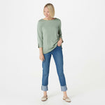 Martha Stewart Petite 5-Pocket Cuffed Girlfriend Ankle Jeans