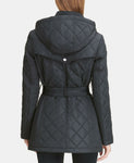DKNY Women's Belted Waterproof Quilted Coat