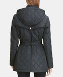 DKNY Women's Belted Waterproof Quilted Coat