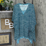 LOGO by Lori Goldstein Striated Sweater Knit Shrug & Tank Twinset Mystic Teal XL