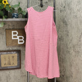 DG2 by Diane Gilman Women's Asymmetric Drape Striped Tank Top
