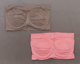 Rhonda Shear 2 Pack Underwire Bandeau Bras with Pads Mocha/ Pink Medium