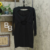 Tommy Hilfiger Knit Long Sleeve Open Back Stud Wrist Dress Black Medium