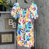 Private Label Women's Botanical Print Puff Sleeve Mini Dress