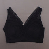 Rhonda Shear Women's Striped Mesh Leisure Bra With Removable Pads Black XL