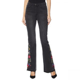 DG2 by Diane Gilman Women's Petite Virtual Stretch Embroidered Flare Jeans