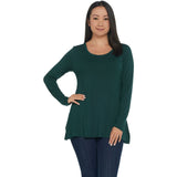 H by Halston Essentials Scoop-Neck Long Sleeve Tunic Top Deep Green XS