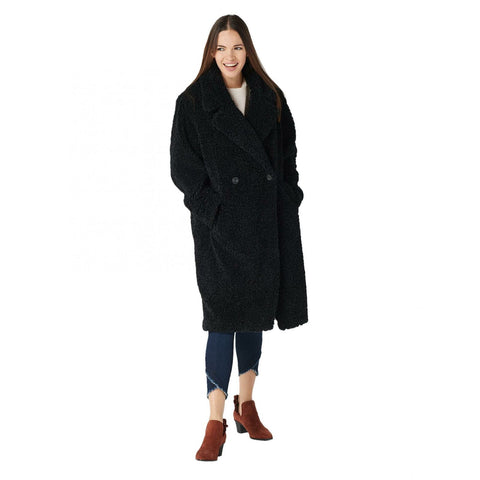 Martha Stewart Women's Long Faux Curly Lamb Fur Coat
