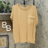 DG2 by Diane Gilman Women's Slub Burnout Pocket T-Shirt Khaki Plus 1X