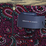 Tommy Hilfiger Womens Belted Paisley-Print Fit & Flare Dress