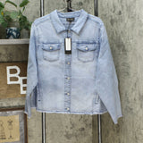 DG2 by Diane Gilman Women's Plus Size Frayed Hem Denim Jacket