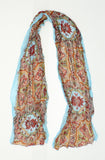 ZUZIFY Aqua Lightweight Lotus Patterned Rectangular Scarf
