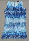 H by Halston Women's Sleeveless Printed Chiffon Overlay Tunic Top Blue XXS