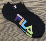 Fila Womens 2 Pack Explore Half Cushion No Show Socks Black / White 9-11