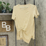 DG2 by Diane Gilman Draped And Gathered Knot Side T-Shirt Sand Small
