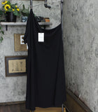 Who What Wear Women's Plus Size One Shoulder Puff Short Sleeve Dress Black 3X