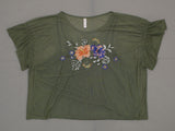 Xhilaration Women's Short Sleeve Embroidered Mesh Top Shirt