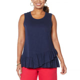 DG2 by Diane Gilman Women's Asymmetric Ruffle Tank Top
