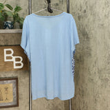 DG2 by Diane Gilman Women's Plus Burnout Printed And Embellished Top Chambray 2X