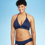 Kona Sol Women's Faux Wrap Halter Bikini Top Navy Large