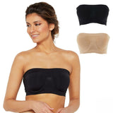 Rhonda Shear 2 Pack Underwire Bandeau Bras Black / Nude Small
