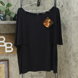 IMAN Women's Plus Size Global Chic Cape Sleeve Top With Keyhole Back