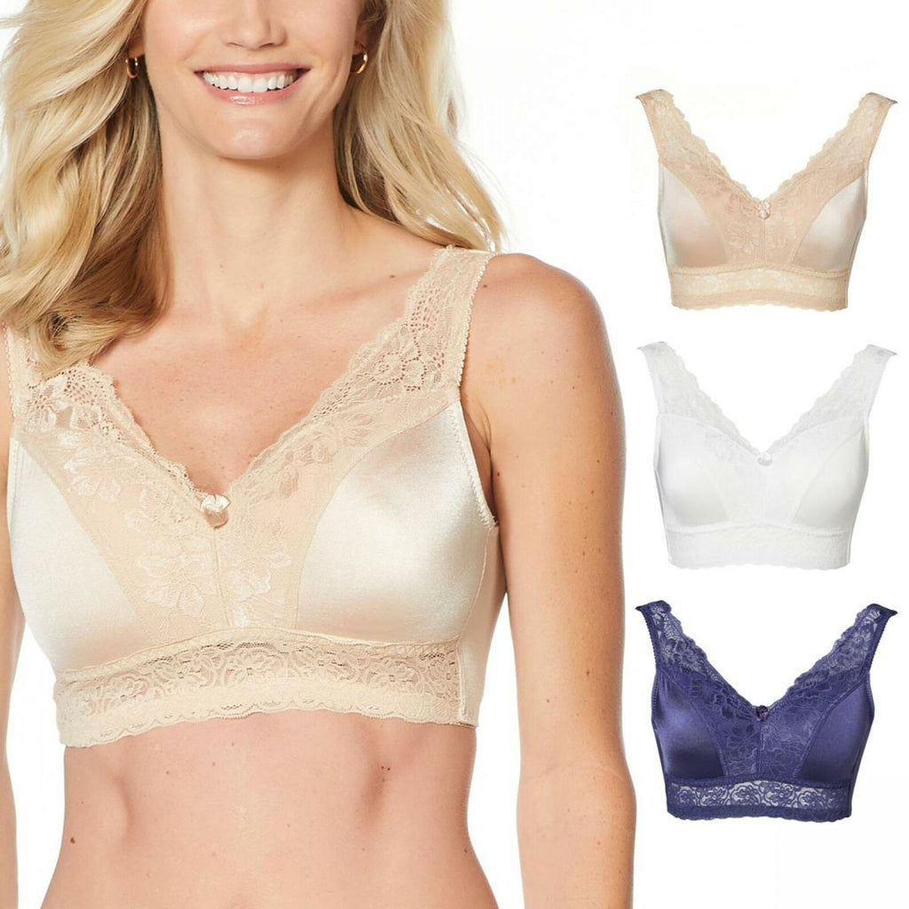 Rhonda Shear 3 Pack Betty Pin Up Bra With Removable Pads and Back Clos –  Biggybargains