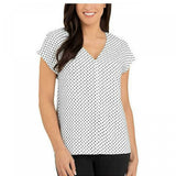 Hilary Radley Women's Short Sleeve Wrinkle Resistant Popover Blouse