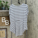 DG2 by Diane Gilman Women's Striped Peplum Drama Top Chambray XL