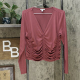 New Bar III Womens Ruched-Front V-Neck Top. 100089268-NEW X-Large