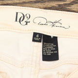 DG2 by Diane Gilman Women's Embroidered Applique Wide Leg Jeans Cream 4