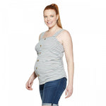 Isabel Maternity Striped Square Neck Button Front Tank Top