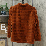 Slinky Brand Women's Long Sleeve Chevron Faux Fur Jacket