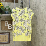 DG2 by Diane Gilman Women's Printed Front Hi Low Hem Top Lemon Floral Large