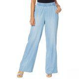 DG2 by Diane Gilman SoftCell Denim Wide Leg Pants Chambray Petite XS