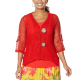 Nina Leonard Women's Plus Size Coconut Button Bolero Cardigan With Tank