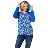 Susan Graver Women's Floral Colorblock Liquid Knit Zip-Front Hoodie Jacket