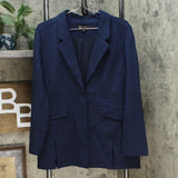 DG2 by Diane Gilman Women's Stretch Knit Ponte Blazer Navy Large