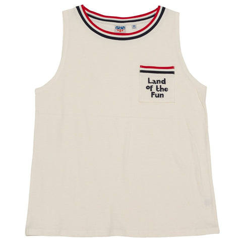 Junk Food Women's LAND OF THE FUN Ringer Tank Top Sleeveless T-Shirt